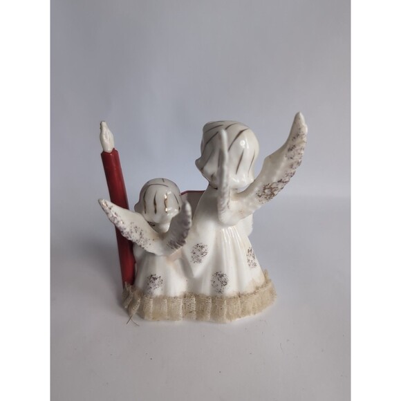 VTG  Angel Figurine Christmas Mother Child Big Candle Book Japan MCM - Picture 4 of 7